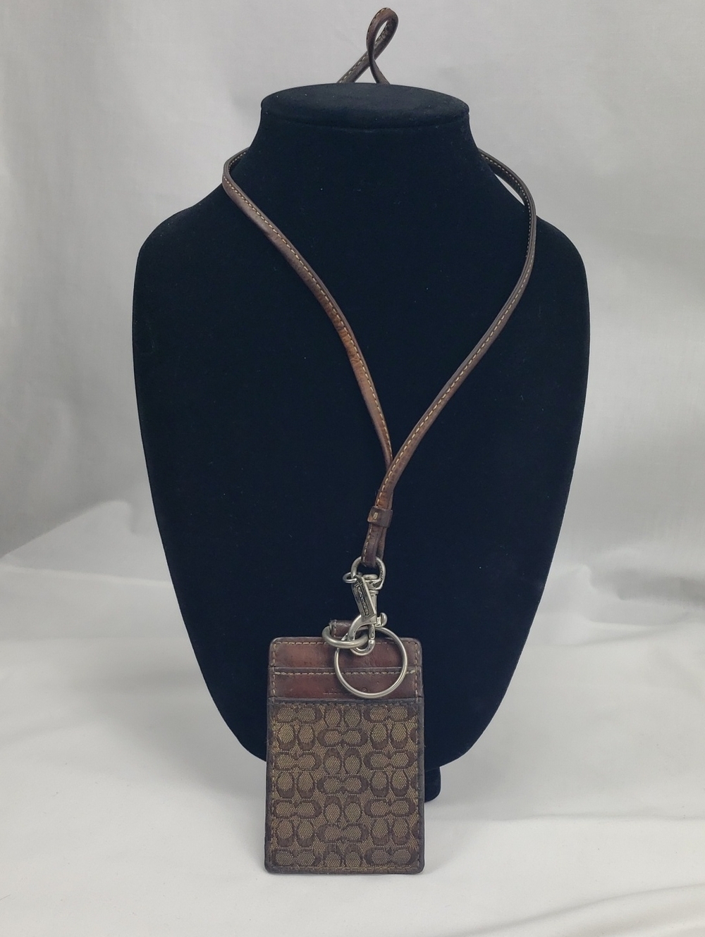 Coach Brown Signature Lanyard Card & ID Case
